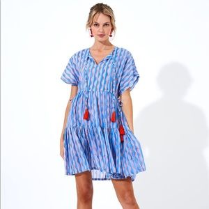 Oliphant Side Tie Tassle Dress- Marimba Blue